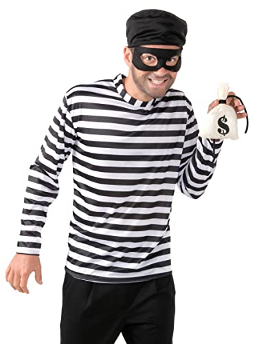 Forum Novelties mens Forum Burglar Costume Party Supplies, White/Black, One Size US