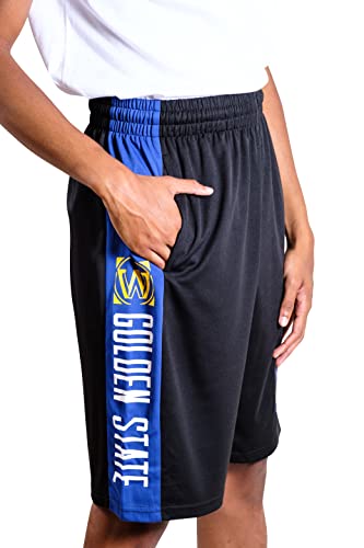 Ultra Game NBA Golden State Warriors Mens Mesh Basketball Shorts, Black, Large
