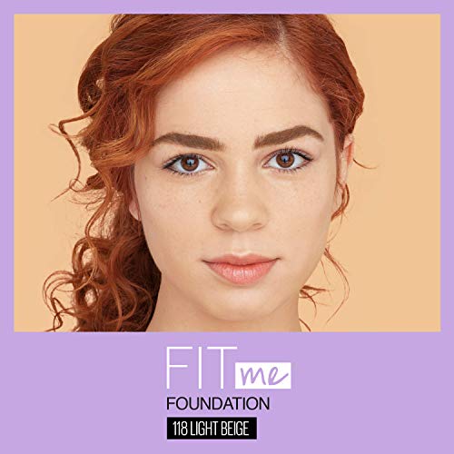 Maybelline Fit Me Dewy + Smooth SPF 18 Liquid Foundation Makeup, Light Beige, 1 Count