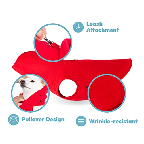 Gooby Fleece Vest Hoodie Dog Sweater - Plum, Medium - Warm Pullover Dog Hoodie with O-Ring Leash - Winter Hooded Small Dog Sweater - Dog Clothes for Small Dogs Boy or Girl, and Medium Dogs