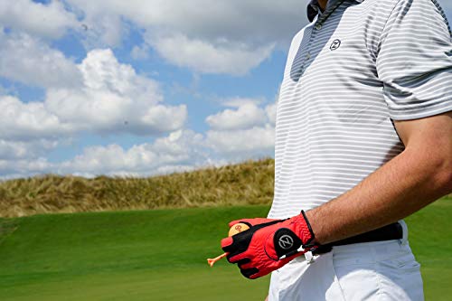 Zero Friction Male Men's Compression-Fit Synthetic Golf Glove (2 Pack), Universal Fit Black/Red, One Size (GL00109)