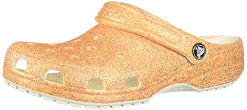 Crocs unisex adult Men's and Women's Classic Glitter Clog, Orange Sorbet Glitter, 8 Women 6 Men US
