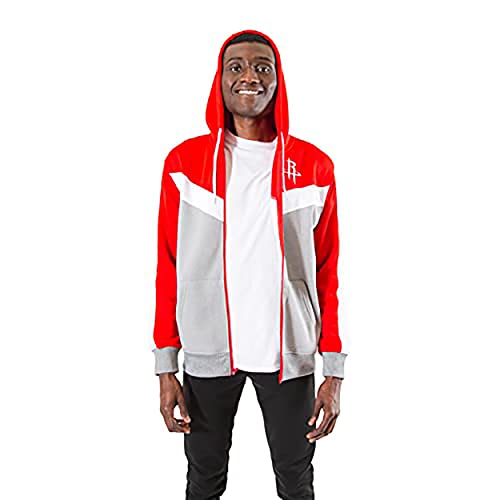Ultra Game NBA Houston Rockets Mens Soft Fleece Full Zip Jacket Hoodie, Team Color, Medium