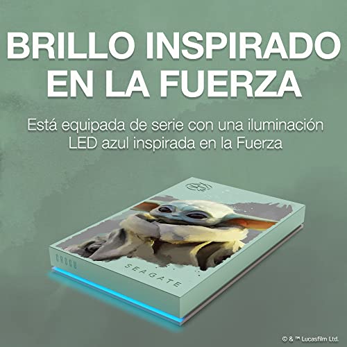 Seagate Grogu Drive Special Edition FireCuda External Hard Drive 2TB Officially-Licensed - 2.5 Inch USB 3.2 Gen 1 forced inspired Blue LED lighting with Rescue Services (STKL2000404)