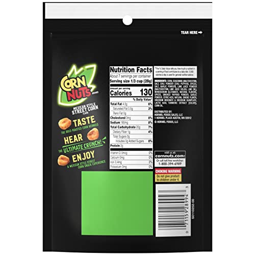 CORN NUTS Mexican Street Corn Crunchy Corn Kernels 7 Ounce Bag (12-Pack)