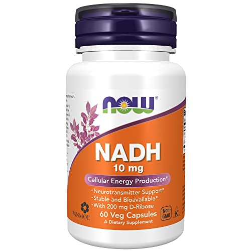 NOW Supplements, NADH (Reduced Nicotinamide Adenine Dinucleotide) 10 mg with 200 mg D-Ribose, 60 Veg Capsules