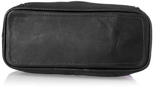 Piel Leather Double Compartment Shoulder Bag, Black, One Size