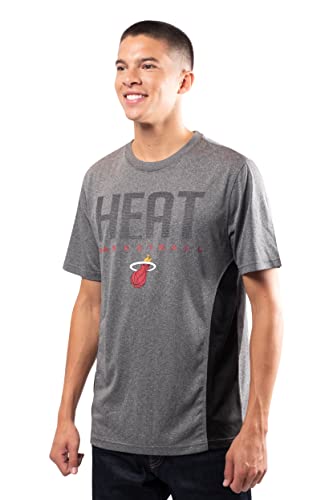 Ultra Game NBA Miami Heat Mens Active Tee Shirt, Charcoal Heather, Small
