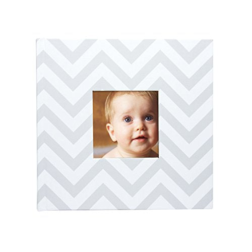 Pearhead Baby Photo Album for Baby Girl or Baby Boy, Gender Neutral Baby Memory Book, Baby Shower, Gray Chevron