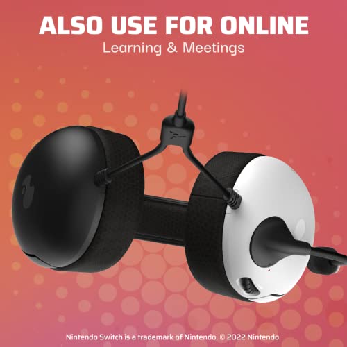 PDP Gaming LVL40 Stereo Headset with Mic for Switch OLED - Noise Cancelling Microphone - Black and White - Nintendo Switch