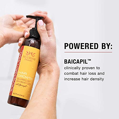Nourish Beaute Vitamins Natural Shampoo for Hair Growth and Hair Loss,Volume and Thickening with Biotin, DHT Blockers, No Sulfate for Men and Women, 8 Fl Oz