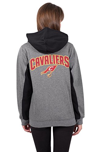 NBA Cleveland Cavaliers Women's Full Zip Hoodie Sweatshirt Jacket Dime, Large, Charcoal