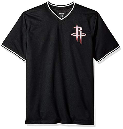 Ultra Game NBA Houston Rockets Mens Jersey V-Neck Mesh Short Sleeve Tee Shirt, Black, Small