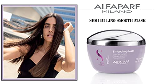 Alfaparf Milano Semi Di Lino Smooth Mask for Frizzy and Rebel Hair - Intensive Detangling Hair Treatment - Controls Frizz - Straightens and Hydrates Unruly Hair, 6.76 fl. oz.