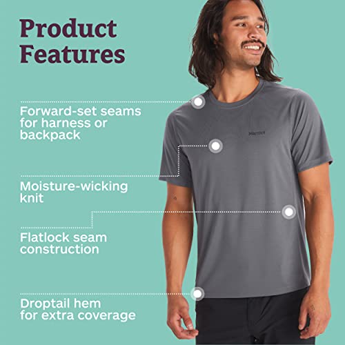 MARMOT Men's Windridge Short-Sleeve Tee | Lightweight, Breathable | Steel Onyx, Medium