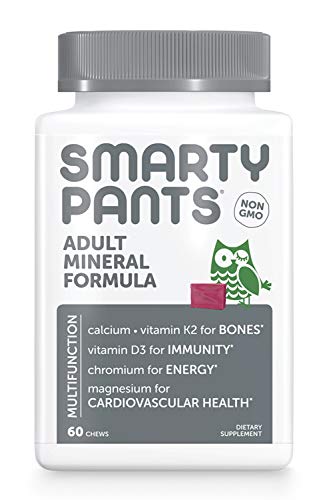 SmartyPants Adult Daily Mineral Vitamins: Calcium, Magnesium Citrate, D3, Zinc and Chromium for Immune Support, Energy, Bone and Muscle Function, 60 Soft Chews (30 Day Supply)