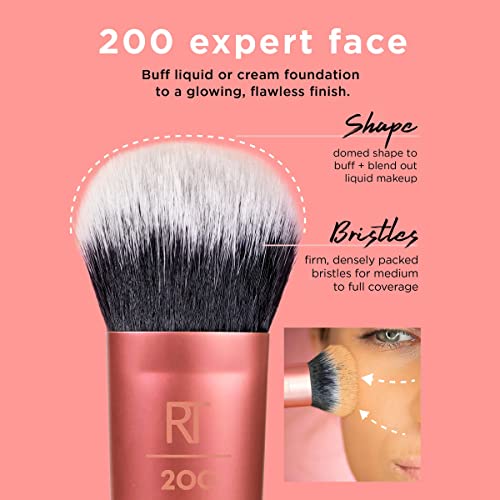Real Techniques Everyday Essentials Kit, Makeup Brushes and Makeup Blending Sponge, Makeup Tools For Foundation, Blush, Bronzer, and Eyeshadow, Synthetic Bristles, 5 Piece Set