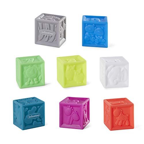 Infantino Sensory Balls, Blocks and Buddies - Textured, Soft and Colorful Toys Includes 8 Balls, 8 Numbered Blocks, 4 Animal Buddies, Ages 0 Months +, 20-Piece Set