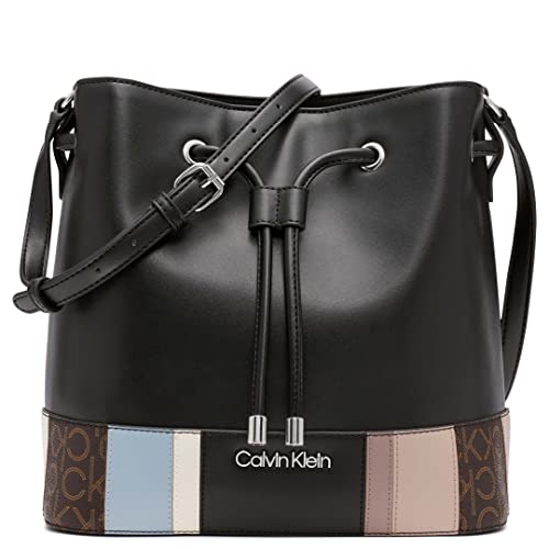 Calvin Klein Gabrianna Novelty Bucket Shoulder Bag, Black Multi Pieced
