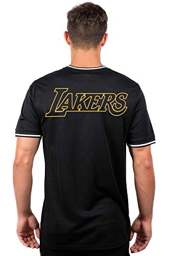 Ultra Game NBA Los Angeles Lakers Mens Jersey V-Neck Mesh Short Sleeve Tee Shirt, Black, Large