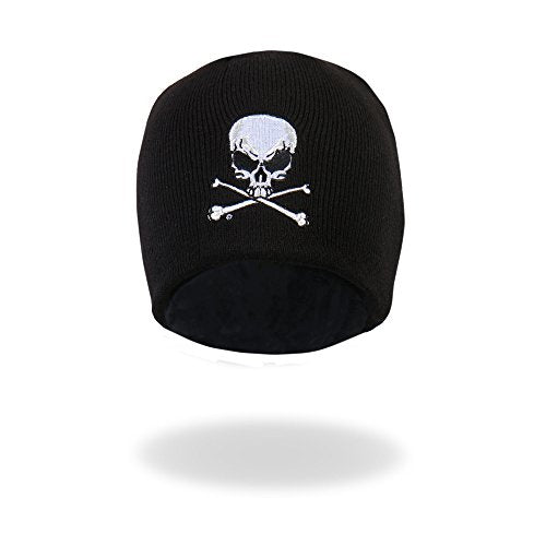 Hot Leathers KHB1010 Skull and Crossbones Beanie , Black
