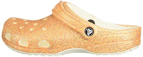 Crocs unisex adult Men's and Women's Classic Glitter Clog, Orange Sorbet Glitter, 8 Women 6 Men US