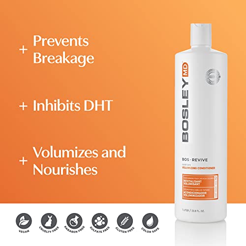 BosleyMD BosRevive Volumizing Conditioner for Noticeably Thinning and Color/Chemically-Treated Hair, 33.8 Fl Oz