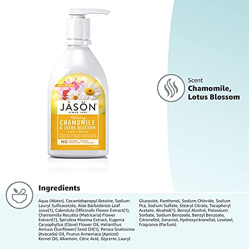 JASON Natural Body Wash and Shower Gel, Relaxing Chamomile and Lotus Blossom, 30 Oz