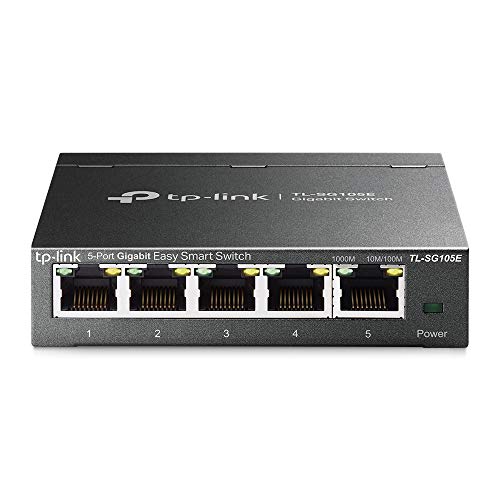 TP-Link 5 Port Gigabit Switch | Easy Smart Managed | Plug and Play | Limited Lifetime Protection | Desktop/Wall-Mount | Shielded Ports | Support QoS, Vlan, IGMP and Link Aggregation (TL-SG105E)