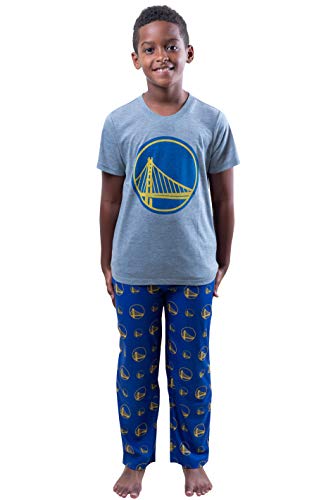 Ultra Game NBA Golden State Warriors Boys 2 Piece Pjs Lounge Pants and Tee Set, Royal, 14-16