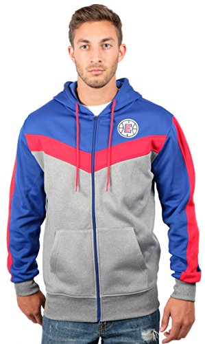 Ultra Game NBA Los Angeles Clippers Mens Soft Fleece Full Zip Jacket Hoodie, Team Color, Small