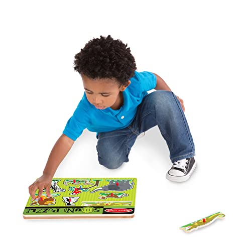 Melissa and Doug Zoo Animals Sound Puzzle - Wooden Peg Puzzle With Sound Effects (8 pcs)