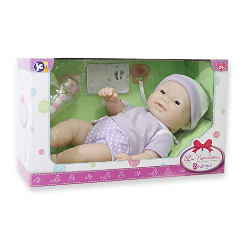 La Newborn JC Toys Nursery | 7 Piece Doll Gift Set | 12' Life-Like Asian Doll with Accessories | Purple | Ages 2+ (18346)