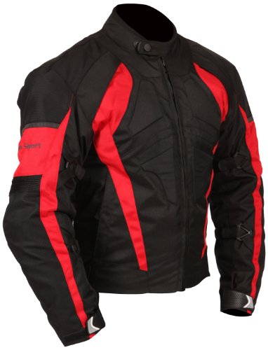 Milano Sport MJGAM0385XL Gamma Motorcycle Jacket with Red Accent (Black, X-Large)