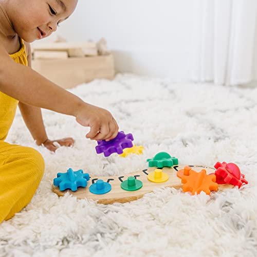 Melissa and Doug Rainbow Caterpillar Gear Toy With 6 Interchangeable Gears - For Toddlers And Babies