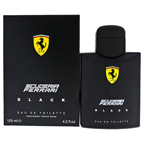 Scuderia Ferrari Black | Eau de Toilette Natural Spray | Fragrance for Men | Aromatic Fougere with Citrus, Fruit, Cinnamon, and Vanilla Scent | 125 mL / 4.2 fl oz