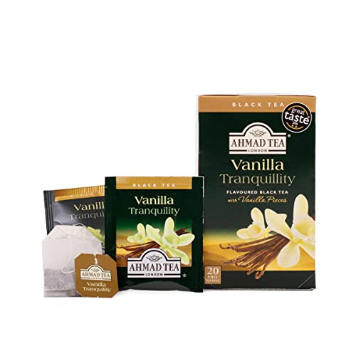 Ahmad Tea Black Tea, Vanilla Tranquility Teabags, 20 ct (Pack of 6) - Caffeinated and Sugar-Free