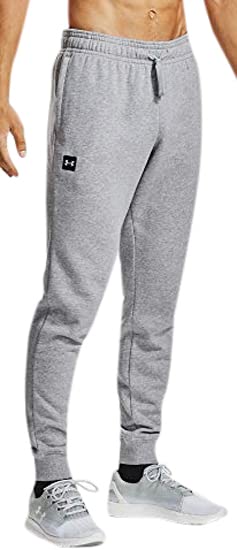 Under Armour Mens Rival Fleece Joggers , Mod Gray Light Heather (011)/Onyx White , Medium