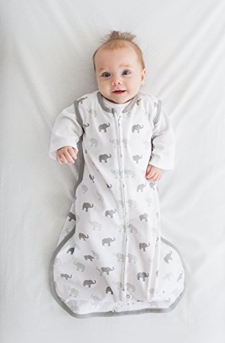 Amazing Baby Cotton Sleeping Sack, Wearable Blanket with 2-way Zipper, Sterling Tiny Elephants, Medium (6-12 mo)