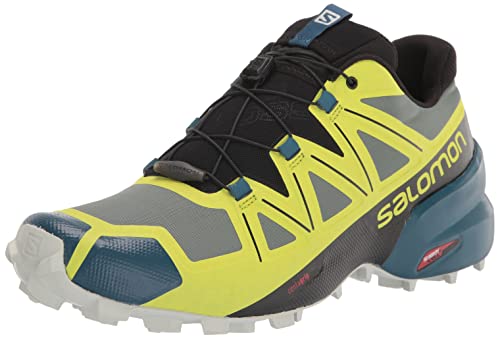 Salomon Speedcross 5 Trail Running Shoes for Men, Duck Green/Black/Evening Primrose, 14