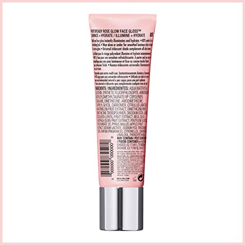 Face Primer by Revlon, PhotoReady Face Gloss Rose Glow, Face Makeup for All Skin Types, Hydrates, Illuminates and Moisturizes, Infused with Glycerin and Olive Oil Extract, 80% Water, 1 Fl Oz
