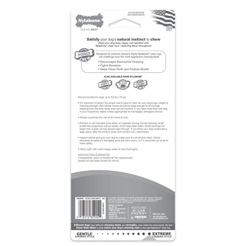 Nylabone Classic Power Chew Toys Twin Pack - Dog Toys for Aggressive Chewers - Tough and Durable Dog Bones for Large Dogs - Bacon and Chicken Flavors, Large/Giant (2 Count)