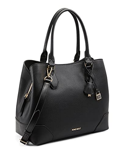 NINE WEST womens Brooklyn Jet Set Carryall SATCHEL, Black, One Size US