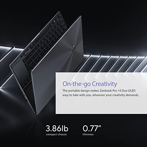 ASUS ZenBook 14 Laptop, 14.5” OLED FHD NanoEdge Bezel Display, Intel Core™ i7-12700H, 16GB LPDDR4X RAM, 1TB SSD, Windows 11 Home, UX8402ZE-DB74T, Tech Black