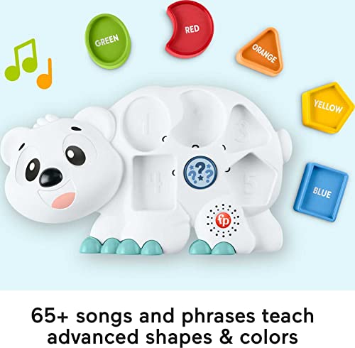 Fisher-Price Linkimals Toddler Learning Toy Puzzlin’ Shapes Polar Bear With Interactive Lights and Music For Ages 18+ Months, Multicolor