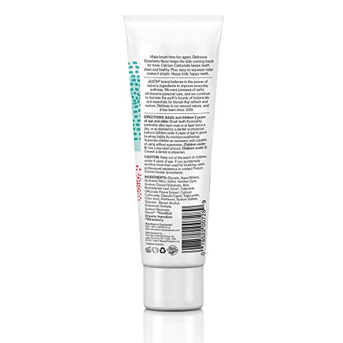 Jason Kids Only Fluoride-Free Toothpaste, Strawberry, 4.2 Oz