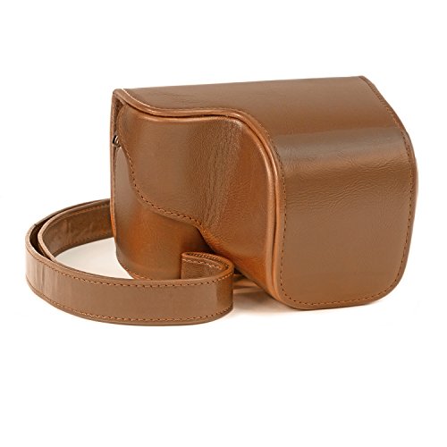 MegaGear 'Ever Ready' Protective Leather Camera Case, Bag for Sony Alpha a5000 Sony a5100 with 16-50mm OSS Lens (Light Brown)