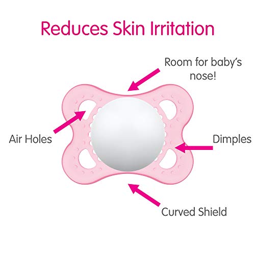 MAM Original Baby Pacifier, Nipple Shape Helps Promote Healthy Oral Development, Sterilizer Case, Love and Affection/Girl, 0-6 Months (Pack of 2)