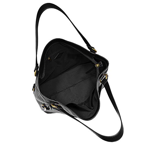 Fossil Women's Sam Leather Tote Bag Purse Handbag, Black (Model: ZB1464001)