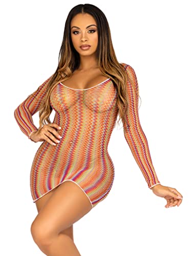 Leg Avenue womens Fishnet Long Sleeve Halter Dress Lingerie Set, Multi, One Size US